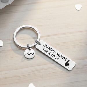 Silver Keychain with Engraved Charms